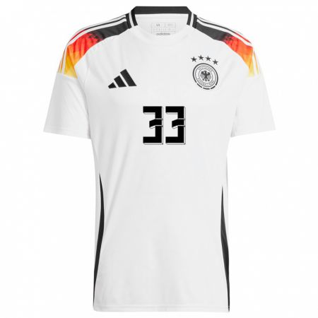 Kandiny Niño Camiseta Alemania Fabienne Dongus #33 Blanco 1ª Equipación 24-26 La Camisa Chile