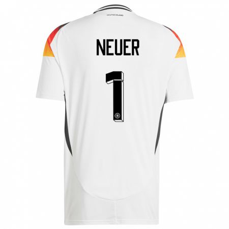 Kandiny Niño Camiseta Alemania Manuel Neuer #1 Blanco 1ª Equipación 24-26 La Camisa Chile