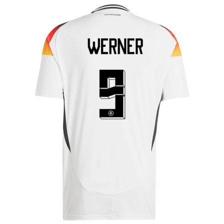 Kandiny Niño Camiseta Alemania Timo Werner #9 Blanco 1ª Equipación 24-26 La Camisa Chile