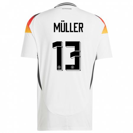 Kandiny Niño Camiseta Alemania Thomas Muller #13 Blanco 1ª Equipación 24-26 La Camisa Chile