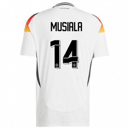 Kandiny Niño Camiseta Alemania Jamal Musiala #14 Blanco 1ª Equipación 24-26 La Camisa Chile