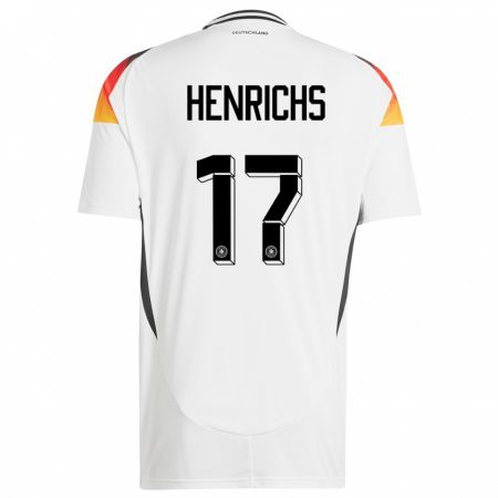 Kandiny Niño Camiseta Alemania Benjamin Henrichs #17 Blanco 1ª Equipación 24-26 La Camisa Chile