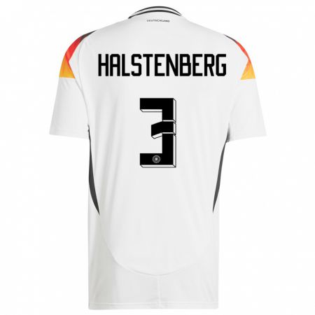 Kandiny Niño Camiseta Alemania Marcel Halstenberg #3 Blanco 1ª Equipación 24-26 La Camisa Chile