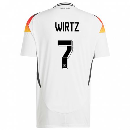 Kandiny Niño Camiseta Alemania Florian Wirtz #7 Blanco 1ª Equipación 24-26 La Camisa Chile