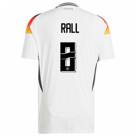 Kandiny Niño Camiseta Alemania Maximiliane Rall #8 Blanco 1ª Equipación 24-26 La Camisa Chile