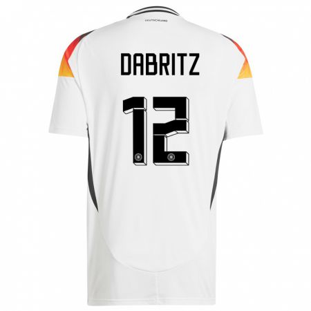 Kandiny Niño Camiseta Alemania Sara Dabritz #12 Blanco 1ª Equipación 24-26 La Camisa Chile