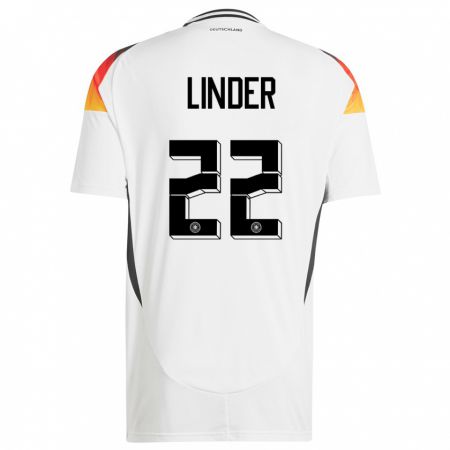 Kandiny Niño Camiseta Alemania Sarai Linder #22 Blanco 1ª Equipación 24-26 La Camisa Chile