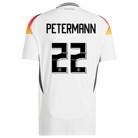 Kandiny Niño Camiseta Alemania Lena Petermann #22 Blanco 1ª Equipación 24-26 La Camisa Chile