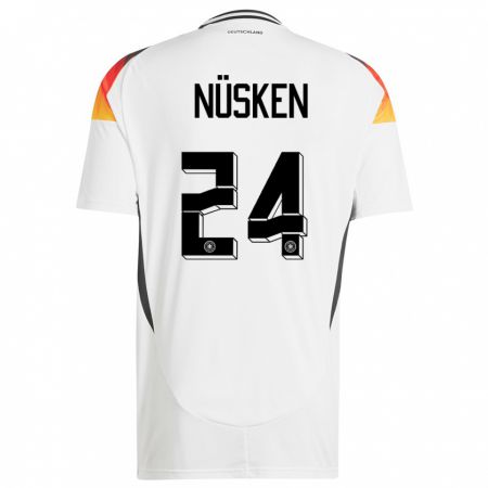 Kandiny Niño Camiseta Alemania Sjoeke Nusken #24 Blanco 1ª Equipación 24-26 La Camisa Chile