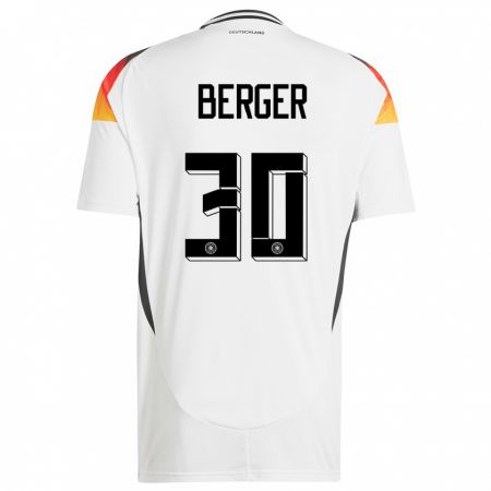 Kandiny Niño Camiseta Alemania Ann Katrin Berger #30 Blanco 1ª Equipación 24-26 La Camisa Chile