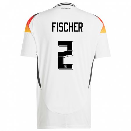 Kandiny Niño Camiseta Alemania Kilian Fischer #2 Blanco 1ª Equipación 24-26 La Camisa Chile
