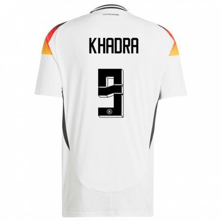 Kandiny Niño Camiseta Alemania Reda Khadra #9 Blanco 1ª Equipación 24-26 La Camisa Chile
