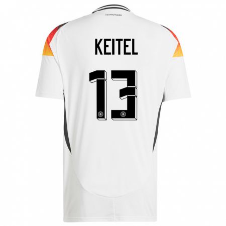 Kandiny Niño Camiseta Alemania Yannik Keitel #13 Blanco 1ª Equipación 24-26 La Camisa Chile
