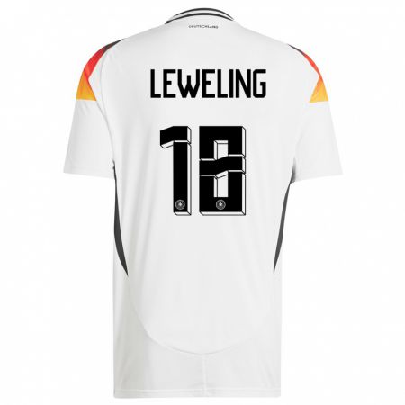 Kandiny Niño Camiseta Alemania Jamie Leweling #18 Blanco 1ª Equipación 24-26 La Camisa Chile
