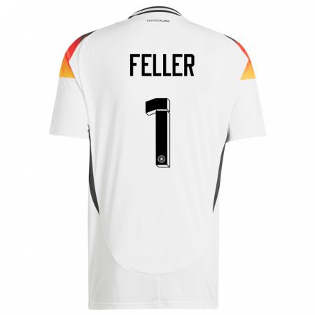 Kandiny Niño Camiseta Alemania Frank Feller #1 Blanco 1ª Equipación 24-26 La Camisa Chile