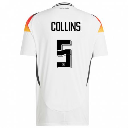 Kandiny Niño Camiseta Alemania Nnamdi Collins #5 Blanco 1ª Equipación 24-26 La Camisa Chile