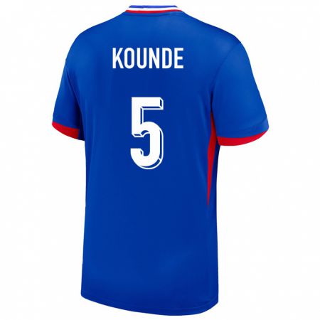 Kandiny Niño Camiseta Francia Jules Kounde #5 Azul 1ª Equipación 24-26 La Camisa Chile