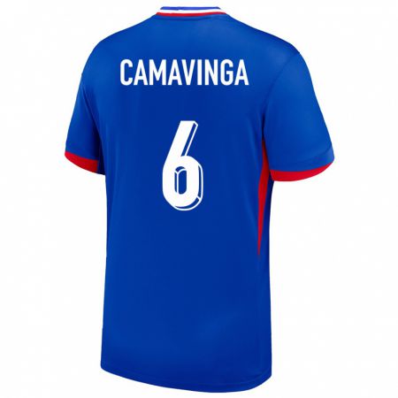 Kandiny Niño Camiseta Francia Eduardo Camavinga #6 Azul 1ª Equipación 24-26 La Camisa Chile