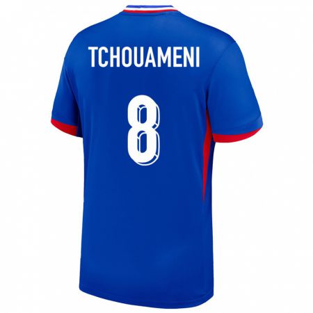 Kandiny Niño Camiseta Francia Aurelien Tchouameni #8 Azul 1ª Equipación 24-26 La Camisa Chile