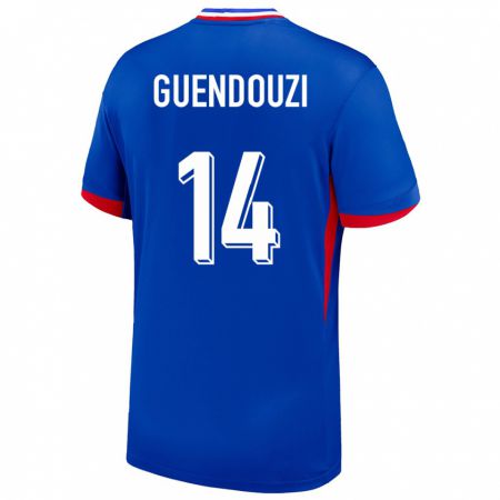 Kandiny Niño Camiseta Francia Matteo Guendouzi #14 Azul 1ª Equipación 24-26 La Camisa Chile