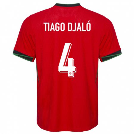 Kandiny Niño Camiseta Portugal Tiago Djalo #4 Rojo 1ª Equipación 24-26 La Camisa Chile