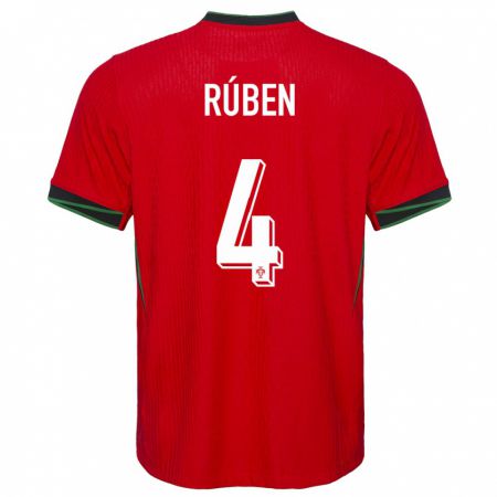 Kandiny Niño Camiseta Portugal Ruben Dias #4 Rojo 1ª Equipación 24-26 La Camisa Chile
