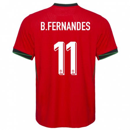 Kandiny Niño Camiseta Portugal Bruno Fernandes #11 Rojo 1ª Equipación 24-26 La Camisa Chile