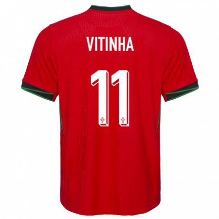 Kandiny Niño Camiseta Portugal Vitinha #11 Rojo 1ª Equipación 24-26 La Camisa Chile