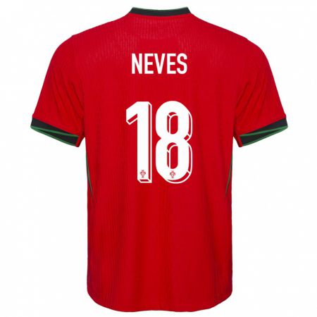 Kandiny Niño Camiseta Portugal Ruben Neves #18 Rojo 1ª Equipación 24-26 La Camisa Chile