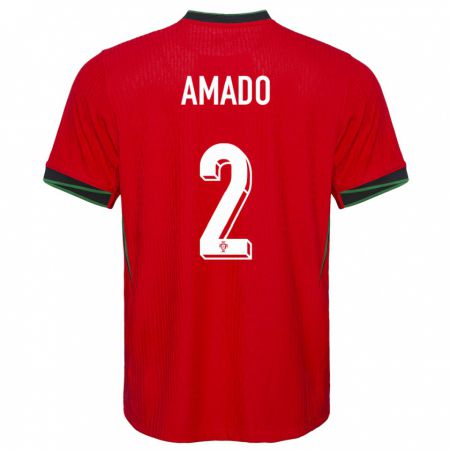 Kandiny Niño Camiseta Portugal Catarina Amado #2 Rojo 1ª Equipación 24-26 La Camisa Chile