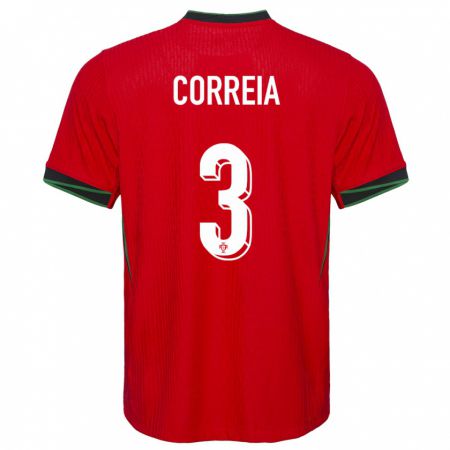 Kandiny Niño Camiseta Portugal Alicia Correia #3 Rojo 1ª Equipación 24-26 La Camisa Chile