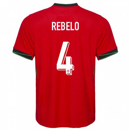 Kandiny Niño Camiseta Portugal Silvia Rebelo #4 Rojo 1ª Equipación 24-26 La Camisa Chile