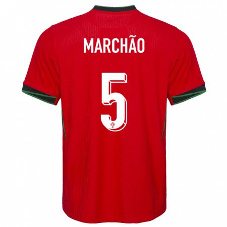 Kandiny Niño Camiseta Portugal Joana Marchao #5 Rojo 1ª Equipación 24-26 La Camisa Chile