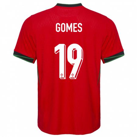 Kandiny Niño Camiseta Portugal Diana Gomes #19 Rojo 1ª Equipación 24-26 La Camisa Chile
