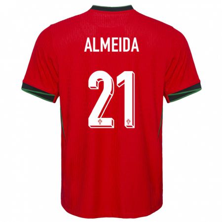 Kandiny Niño Camiseta Portugal Andre Almeida #21 Rojo 1ª Equipación 24-26 La Camisa Chile