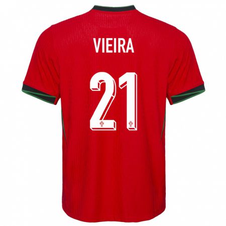 Kandiny Niño Camiseta Portugal Fabio Vieira #21 Rojo 1ª Equipación 24-26 La Camisa Chile