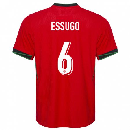 Kandiny Niño Camiseta Portugal Dario Essugo #6 Rojo 1ª Equipación 24-26 La Camisa Chile