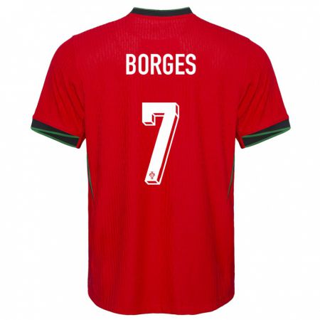Kandiny Niño Camiseta Portugal Carlos Borges #7 Rojo 1ª Equipación 24-26 La Camisa Chile