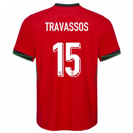 Kandiny Niño Camiseta Portugal Diogo Travassos #15 Rojo 1ª Equipación 24-26 La Camisa Chile