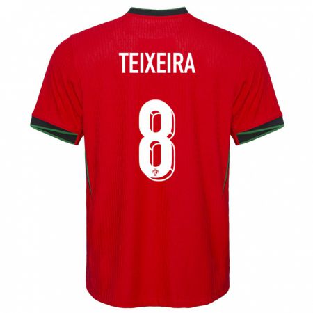 Kandiny Niño Camiseta Portugal Joao Teixeira #8 Rojo 1ª Equipación 24-26 La Camisa Chile