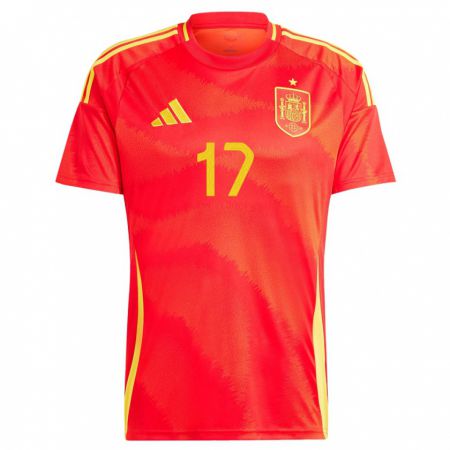 Kandiny Niño Camiseta España Angel Ortiz #17 Rojo 1ª Equipación 24-26 La Camisa Chile