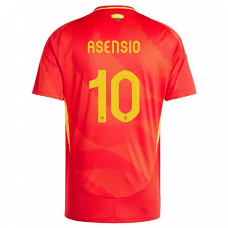 Kandiny Niño Camiseta España Marco Asensio #10 Rojo 1ª Equipación 24-26 La Camisa Chile