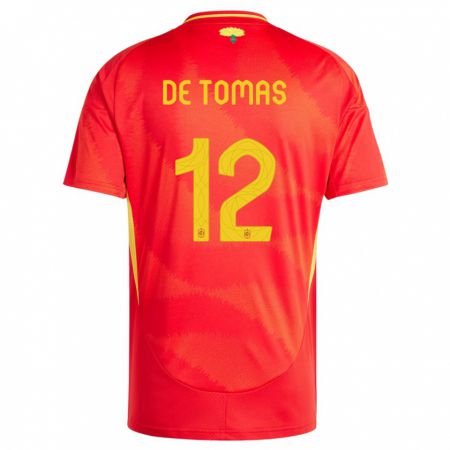 Kandiny Niño Camiseta España Raul De Tomas #12 Rojo 1ª Equipación 24-26 La Camisa Chile