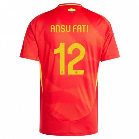 Kandiny Niño Camiseta España Ansu Fati #12 Rojo 1ª Equipación 24-26 La Camisa Chile