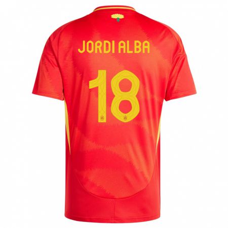 Kandiny Niño Camiseta España Jordi Alba #18 Rojo 1ª Equipación 24-26 La Camisa Chile