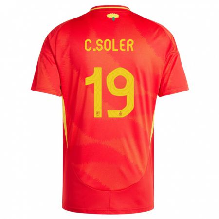 Kandiny Niño Camiseta España Carlos Soler #19 Rojo 1ª Equipación 24-26 La Camisa Chile