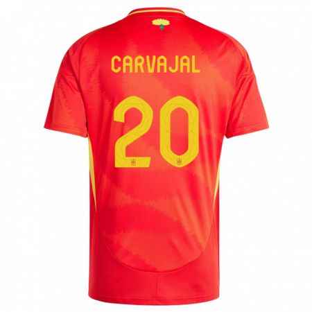 Kandiny Niño Camiseta España Daniel Carvajal #20 Rojo 1ª Equipación 24-26 La Camisa Chile