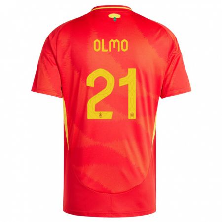 Kandiny Niño Camiseta España Dani Olmo #21 Rojo 1ª Equipación 24-26 La Camisa Chile