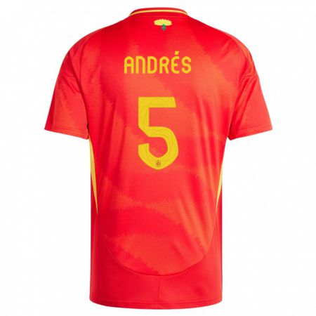 Kandiny Niño Camiseta España Ivana Andres #5 Rojo 1ª Equipación 24-26 La Camisa Chile