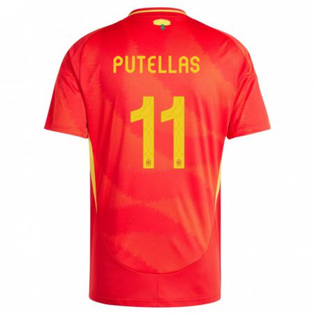 Kandiny Niño Camiseta España Alexia Putellas #11 Rojo 1ª Equipación 24-26 La Camisa Chile